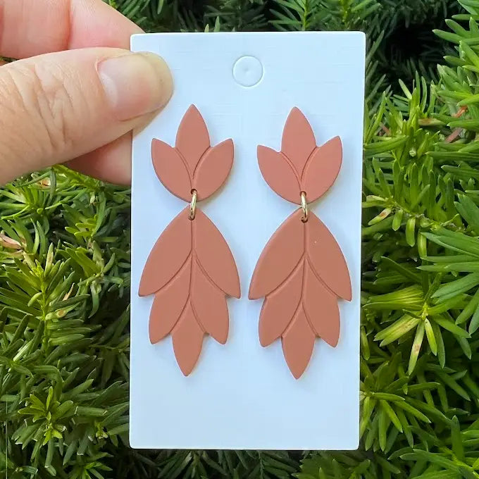 FLORAL RUST ACRYLIC STATEMENT HANDMADE BBB EARRINGS