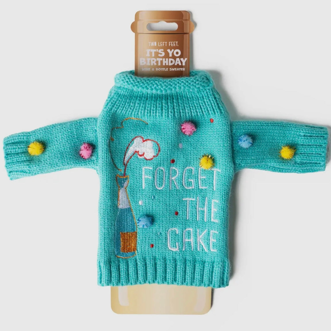 TWO LEFT FEET IT'S YO' BIRTHDAY WINE & BOTTLE SWEATER GAG GIFT