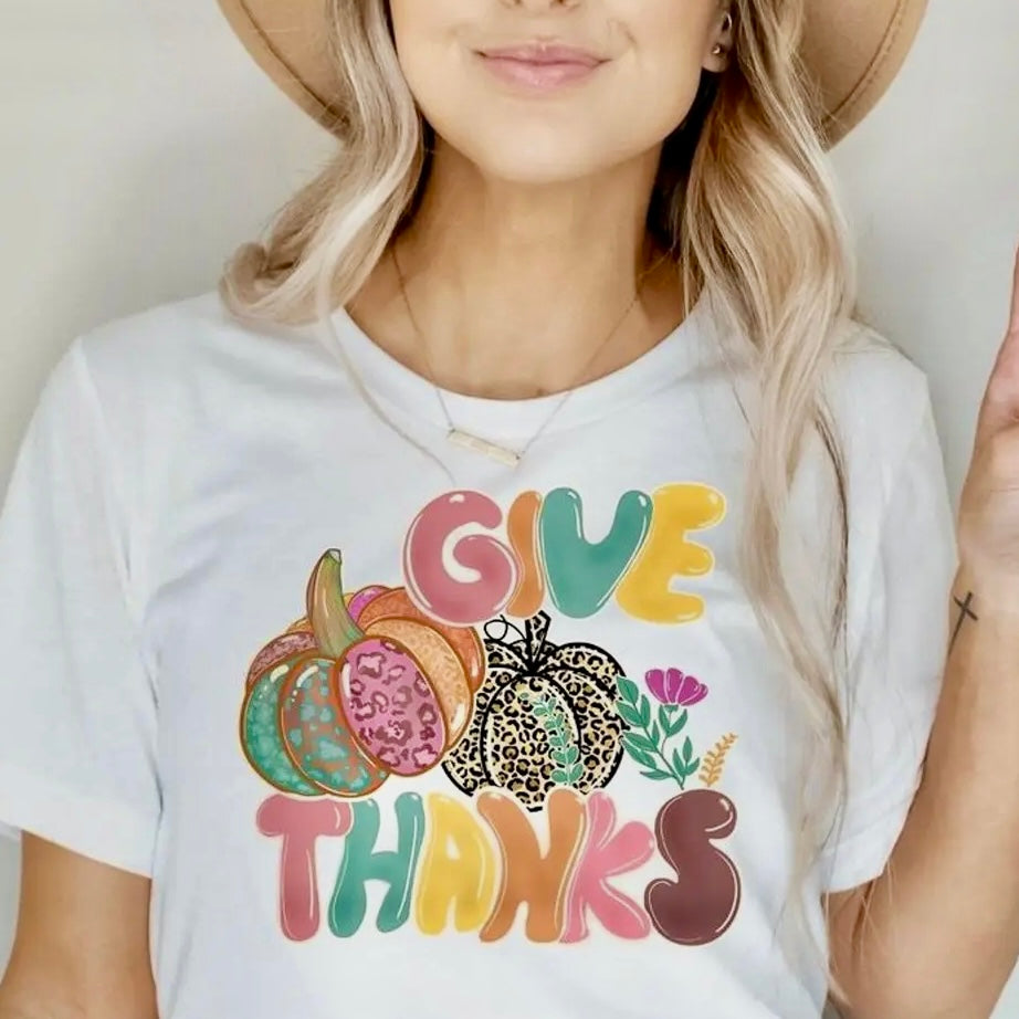 GIVE THANKS WITH PUMPKINS PINK TEE- SALE