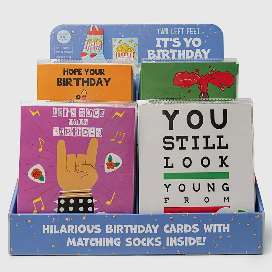 TWO LEFT FEET IT'S YO BIRTHDAY GIFT - CARD & SOCK SET