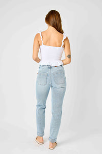 JOGGERS LIGHT WASH HIGH WAIST VINTAGE DOUBLE CUFF JUDY BLUE DENIM-PLUS