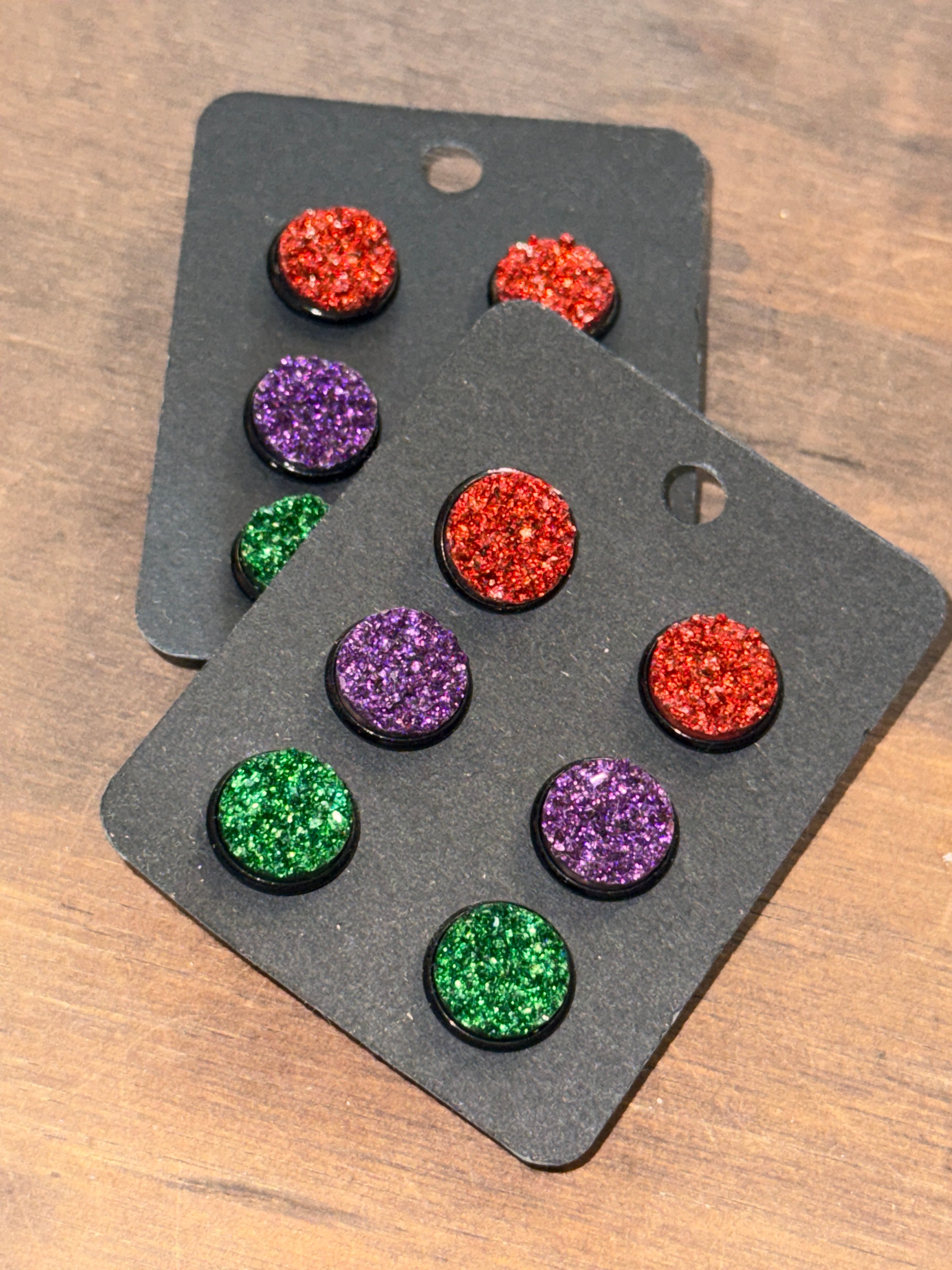 Under The Sea Ariel 3 Pack Black Druzy 12mm Earring Set - SALE