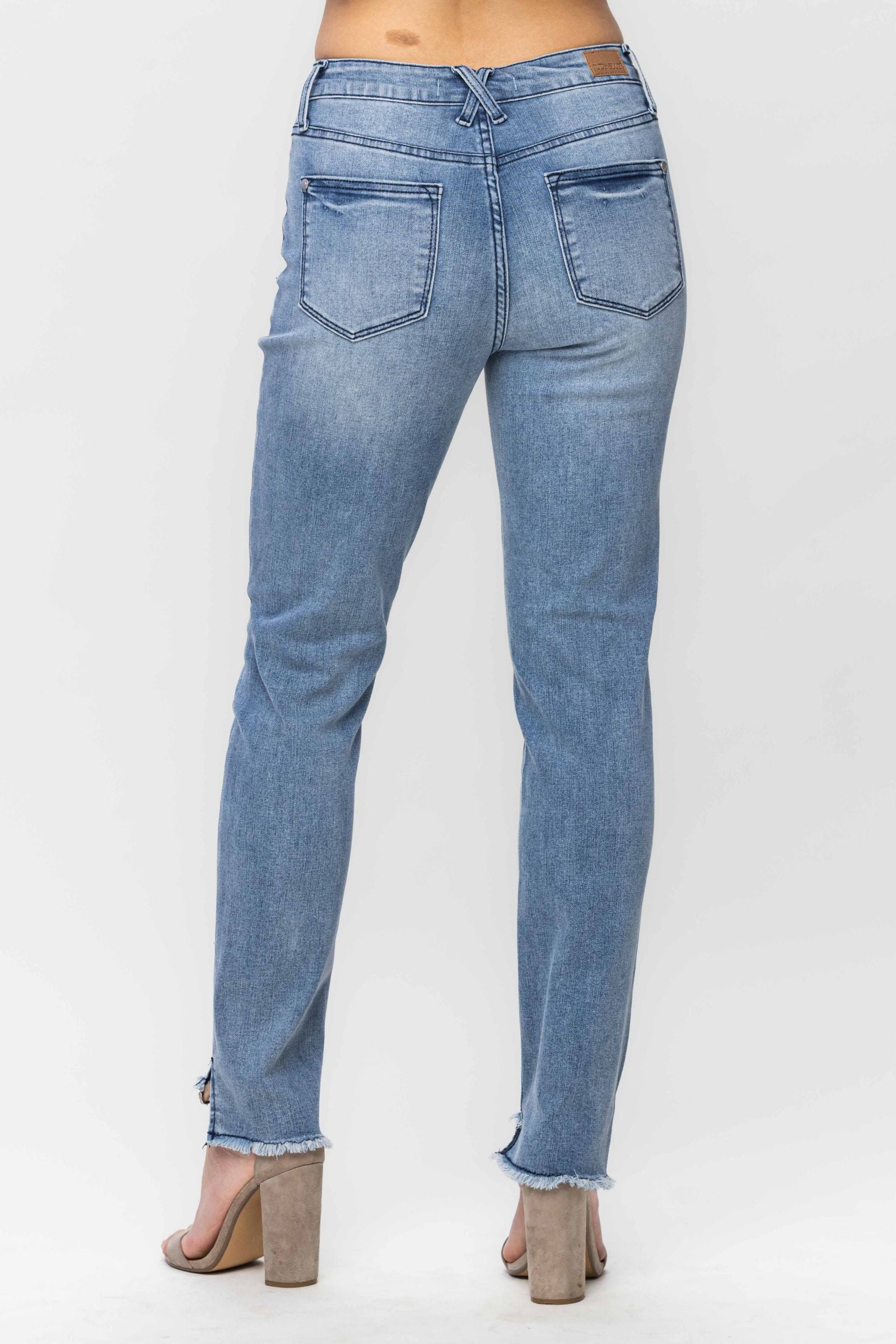 MEDIUM WASH MID RISE COOL DENIM SUSTAINABLE RELAXED JUDY BLUE DENIM-PLUS