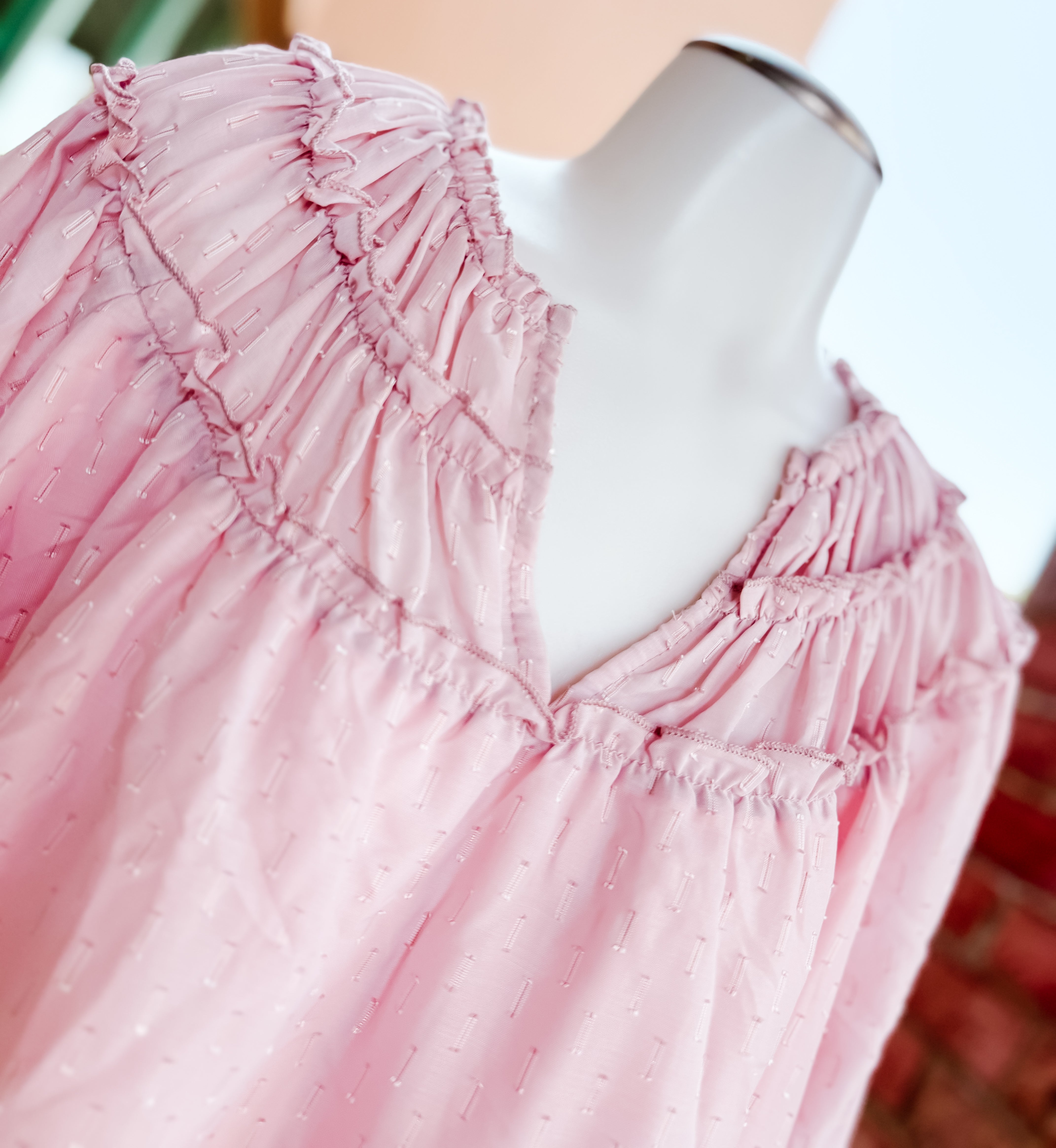 Mauve Ruched Neckline Top- SALE- SMALL AVAILABLE