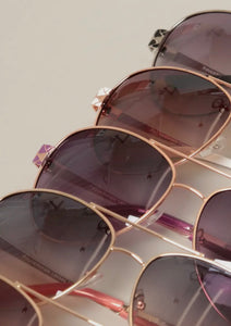 Aviator Sunglasses Tined Lenses Embellished Design Sides