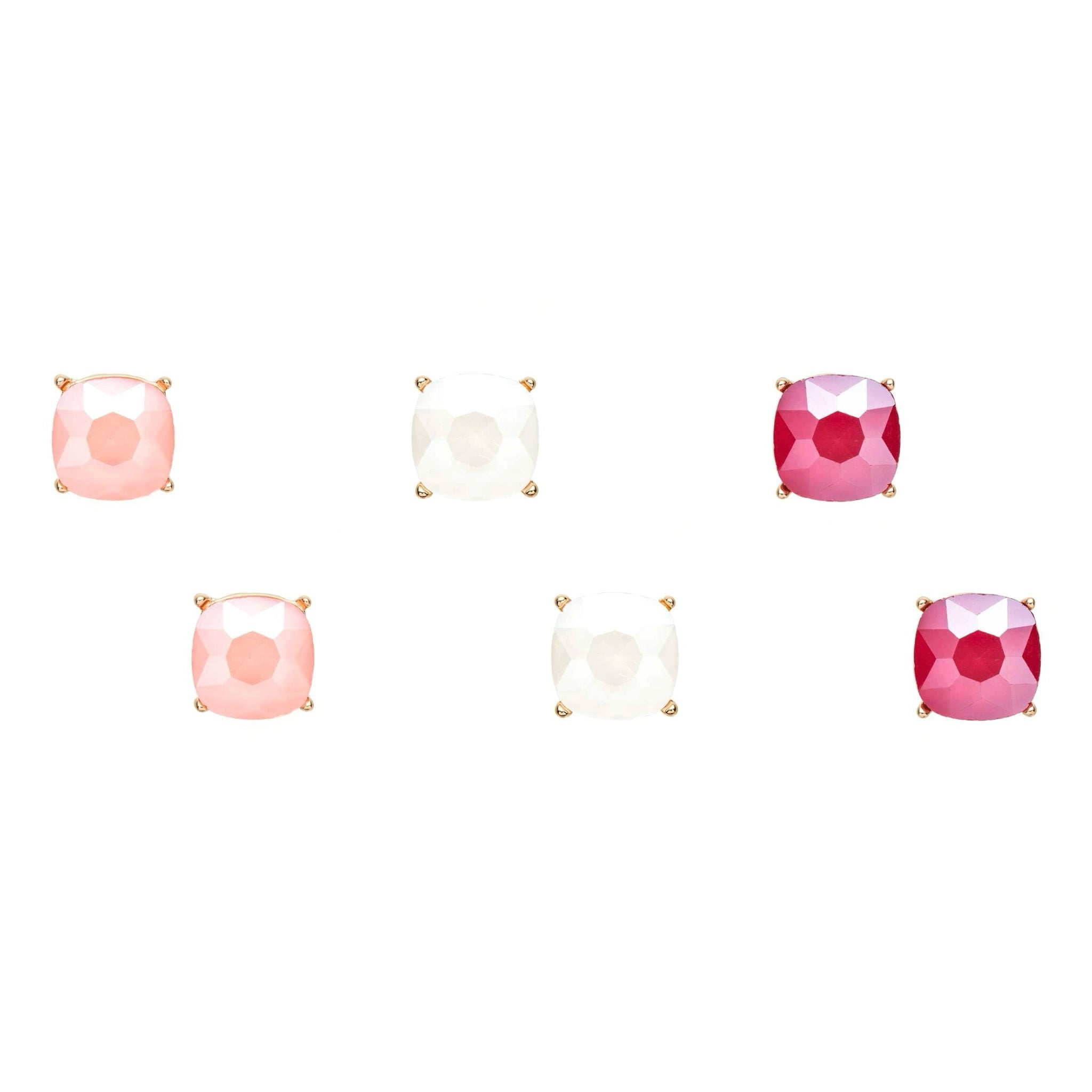 GEMSTONE FROSTED PASTEL COLORED STUD EARRINGS