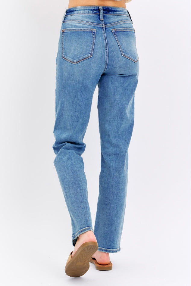 JUDY BLUE STRAIGHT FIT HIGH WAIST MEDIUM WASH DENIM