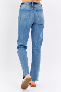 JUDY BLUE STRAIGHT FIT HIGH WAIST MEDIUM WASH DENIM