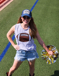 Grey Glitter Football Tank