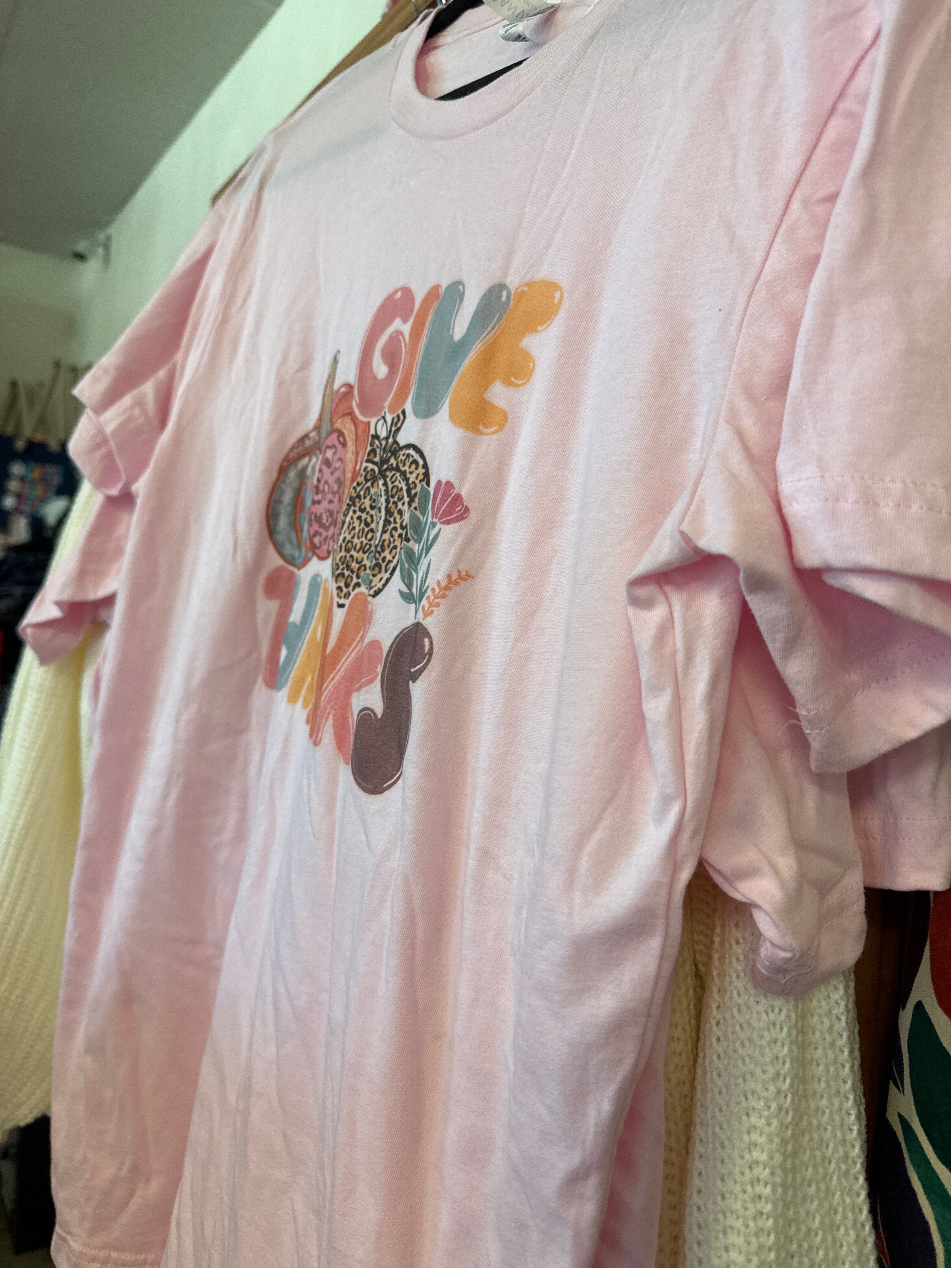GIVE THANKS WITH PUMPKINS PINK TEE- SALE