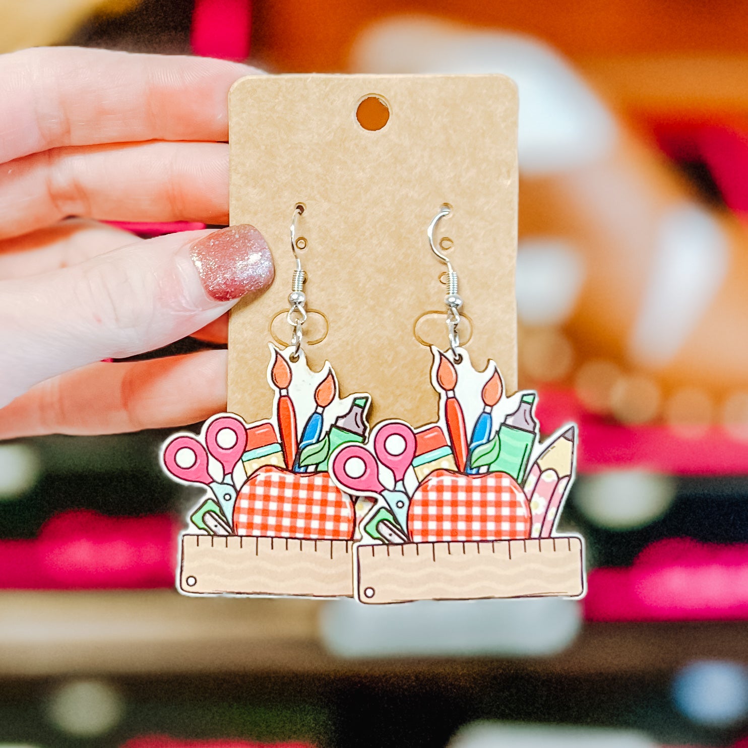 TEACHER WOODEN EARRINGS