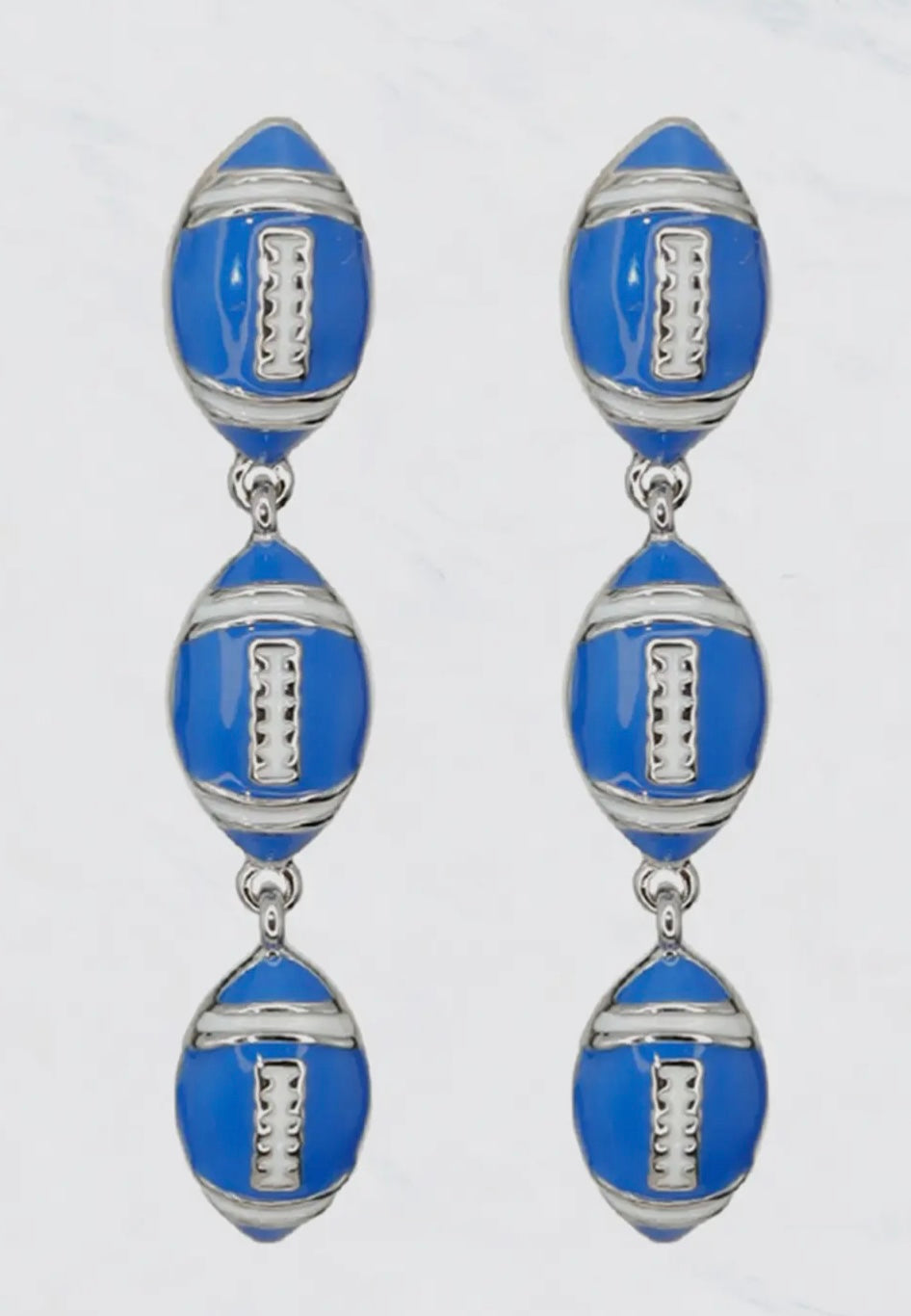 METAL DANGLY FOOTBALL EARRINGS