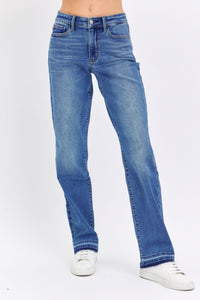 MID RISE DARKWASH DAD JEAN WITH RELEASE HEM JUDY BLUE DENIM