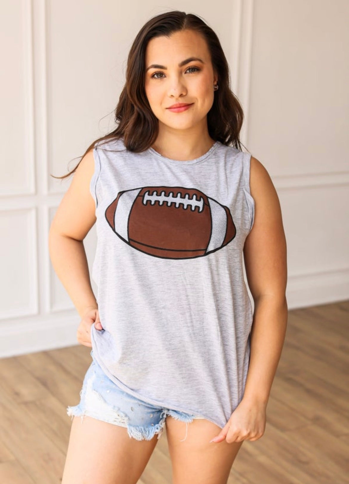 Grey Glitter Football Tank