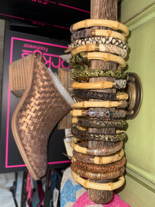 Bamboo Fabric Wrapped Key Bangle - SALE
