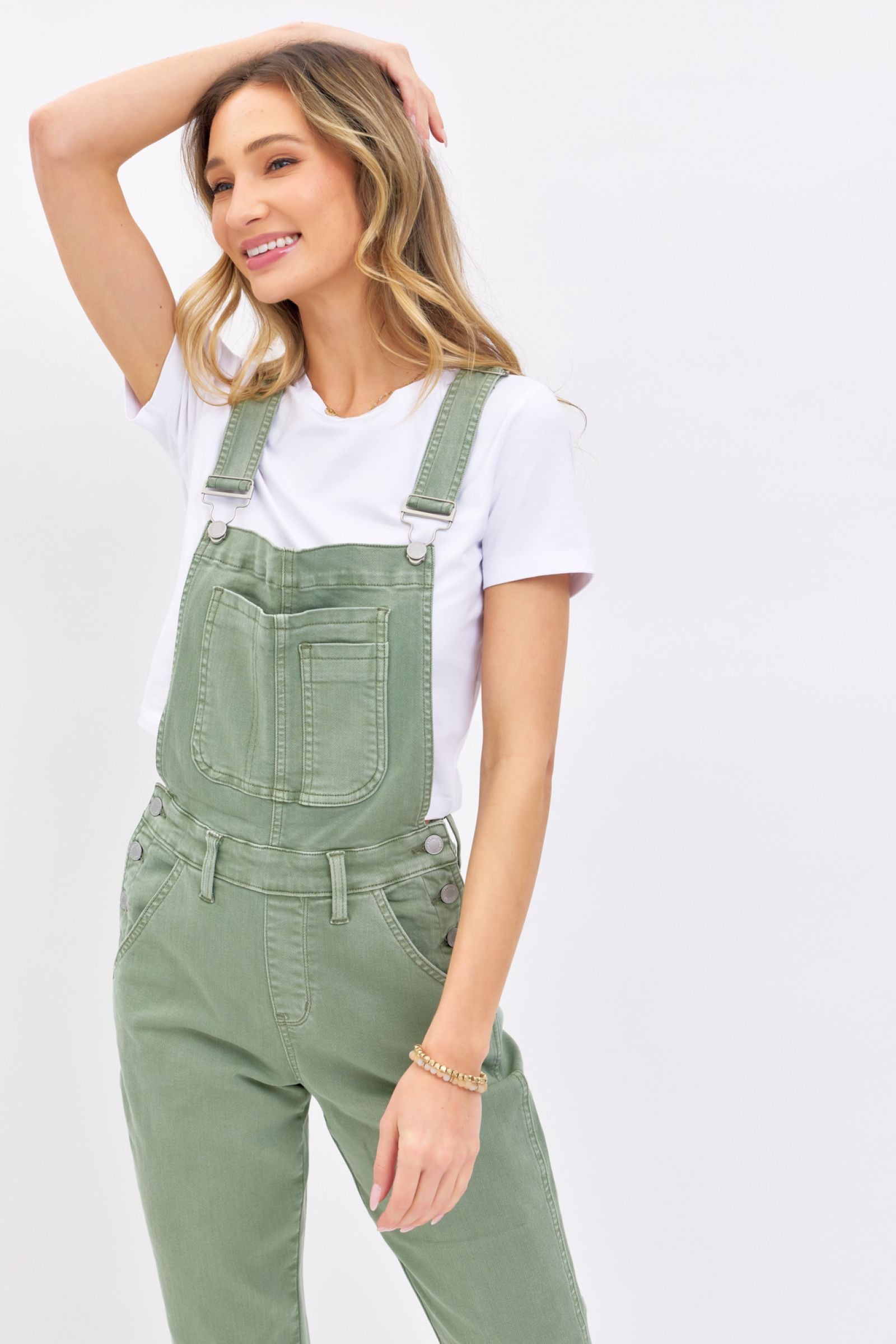 JUDY BLUE SAGE HIGH WAIST GARMENT DYED OVERALLS BOYFRIEND FIT DENIM