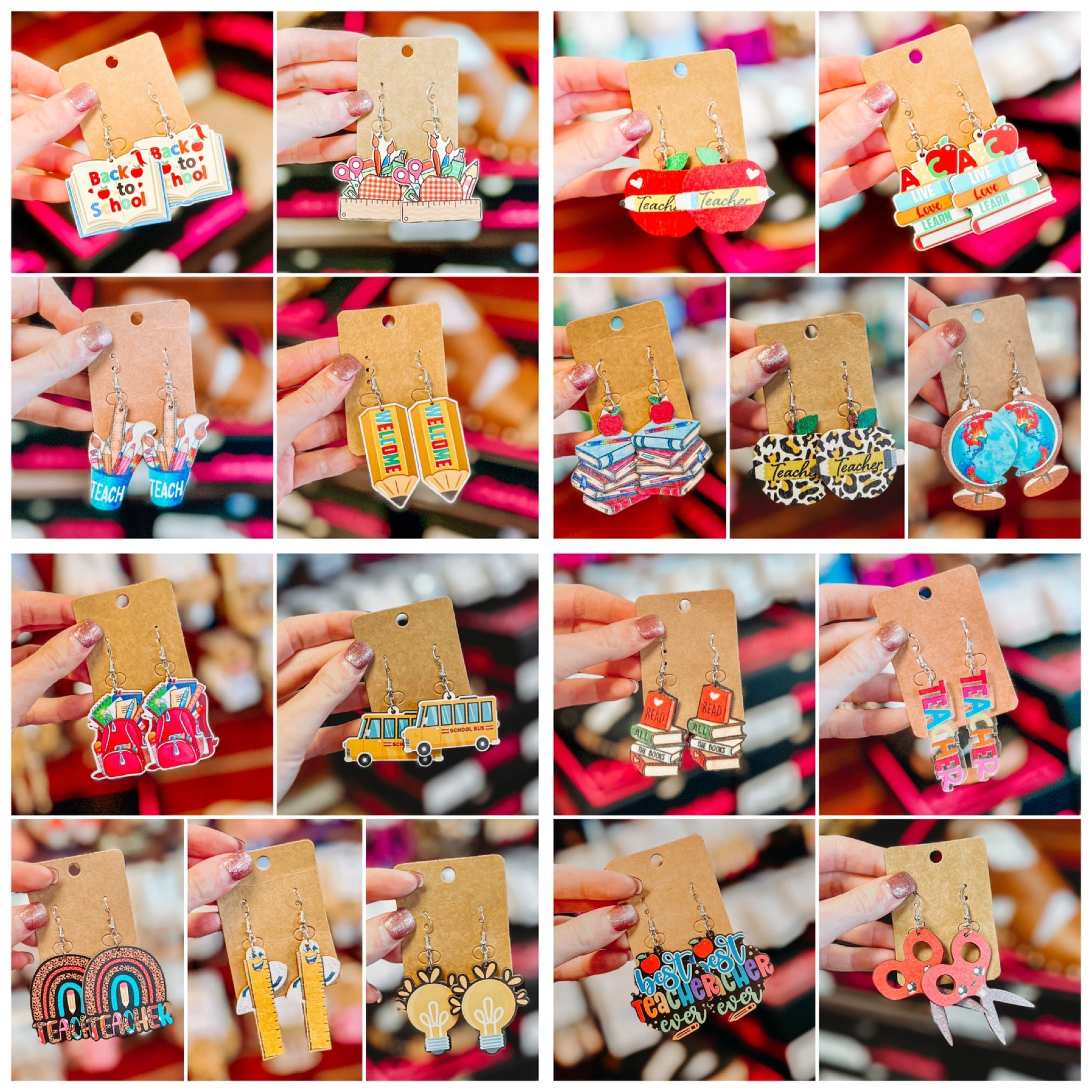 TEACHER WOODEN EARRINGS