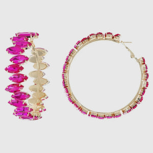 Sophia Collection Rhinestone Gemstone Hoop Earrings