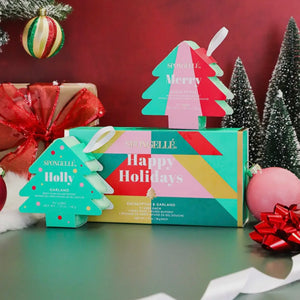 HAPPY HOLIDAYS CHRISTMAS TREE GIFT SET SPONGELLE BUFFER SOAPS