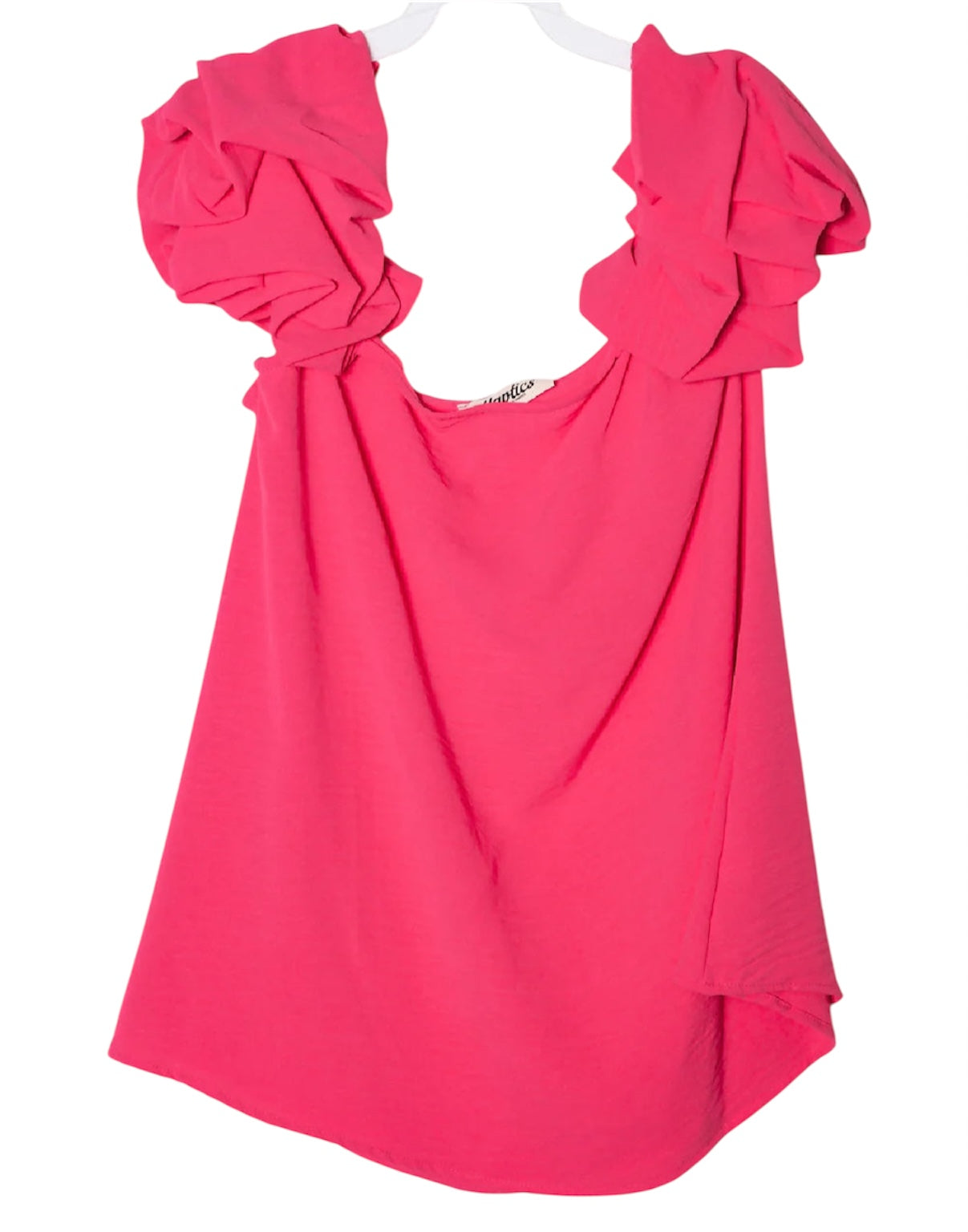 FUCHSIA SOLID COLOR SCRUNCH SLEEVE TANK TOP- SALE