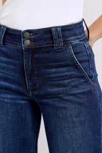 DARKWASH HIGH WAIST WIDE LEG "TROUSER LOOKING JEANS" JUDY BLUE DENIM