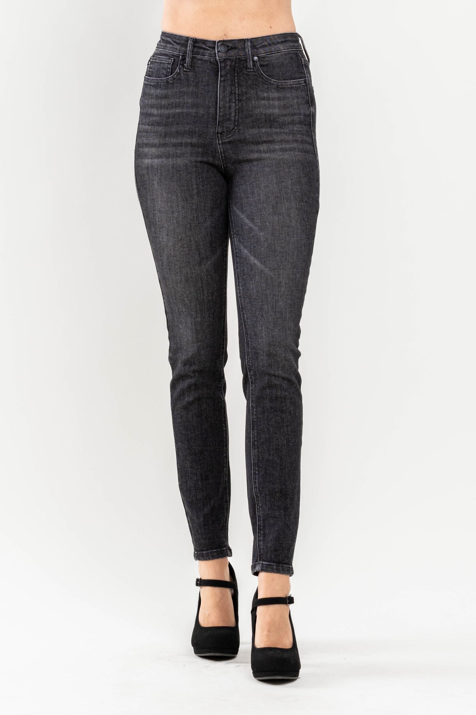 High Waist Tummy Control Black Wash Skinny Denim Judy Blue