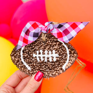 Football Bow Ties & Bourbon Red/Black Ribbon Freshie