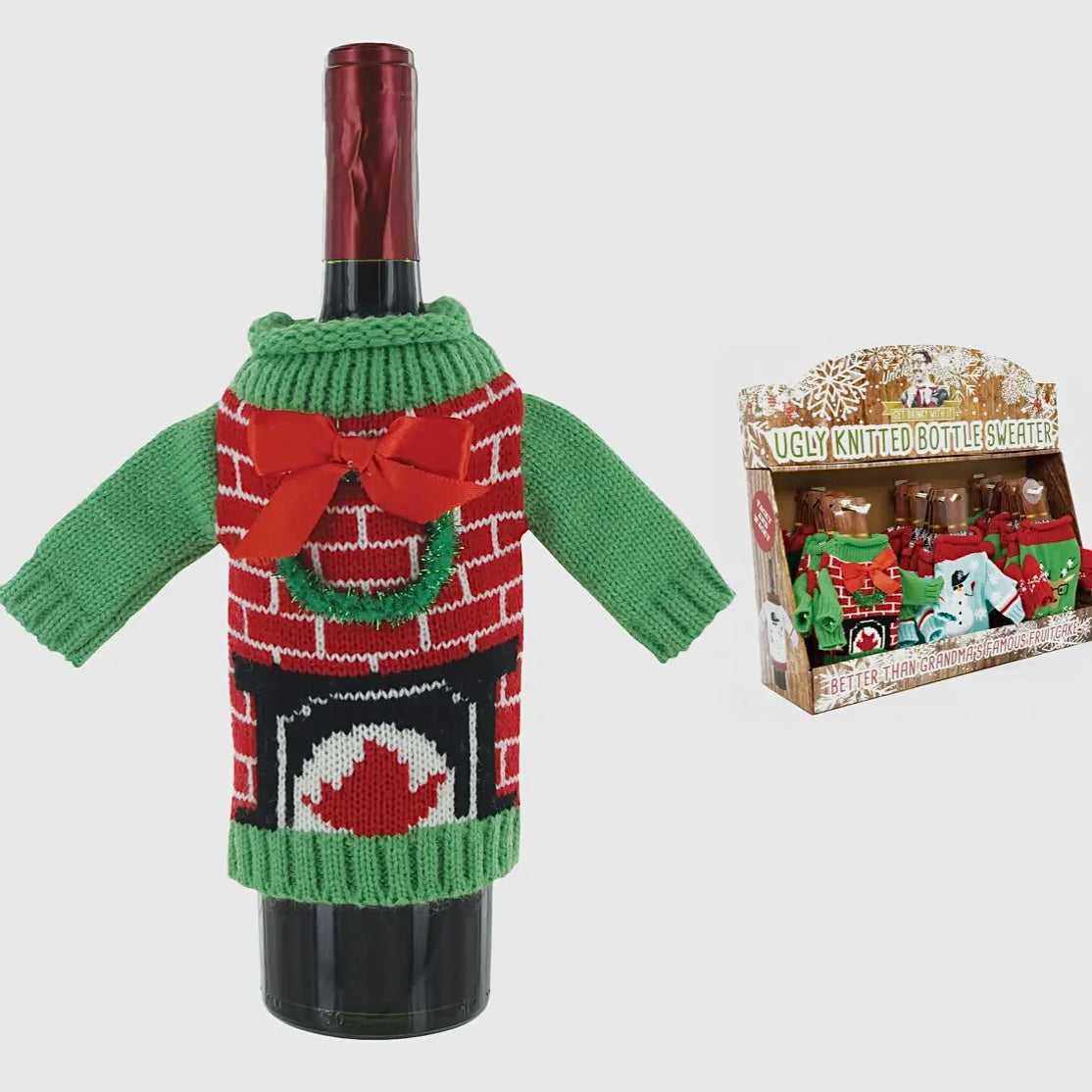 UNCLE BOB'S UGLY SWEATER KNITTED WINE BOTTLE SWEATERS - GAG GIFT