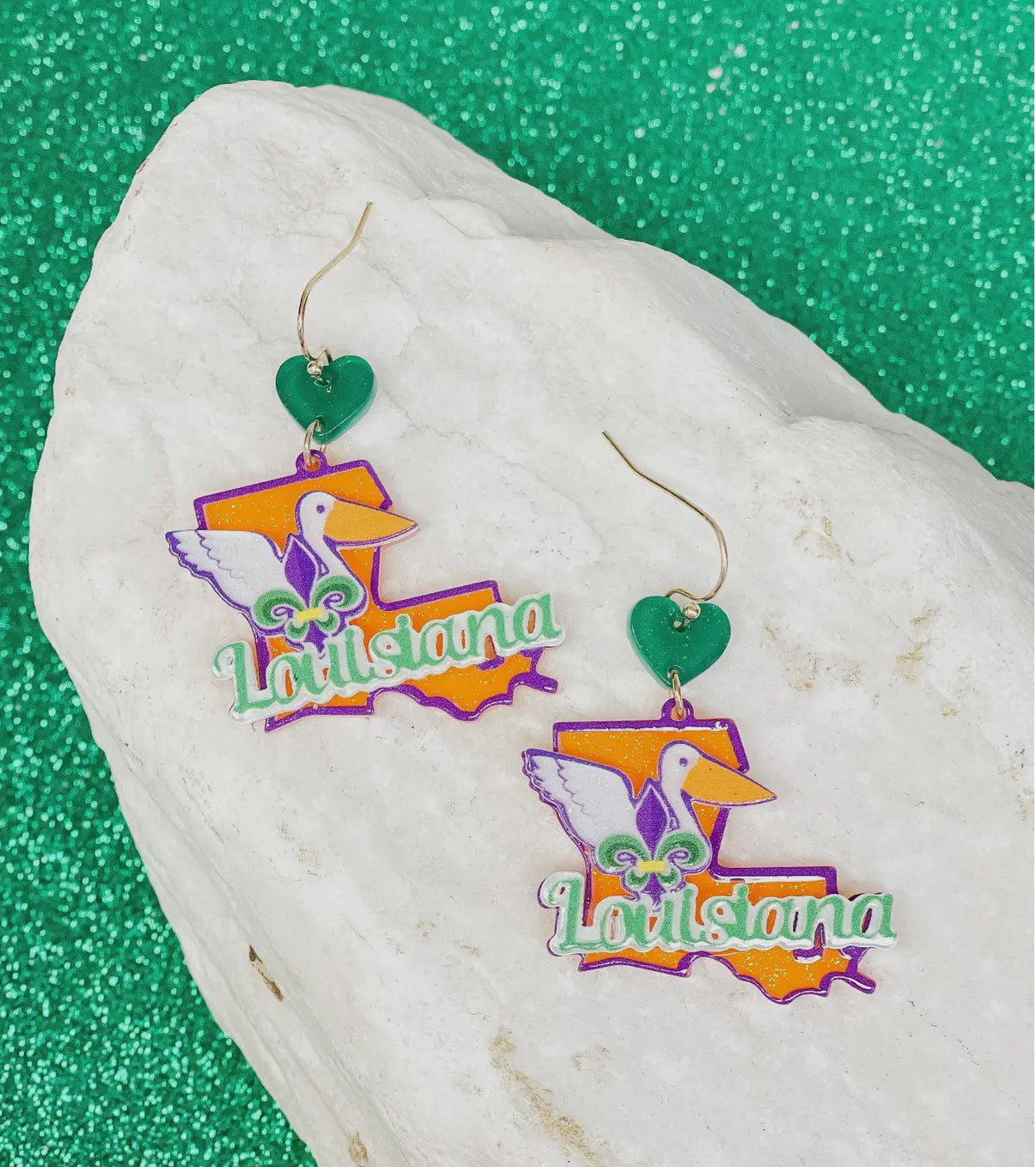 LOUISIANA STATE ICON DANGLE EARRINGS BY P.O.