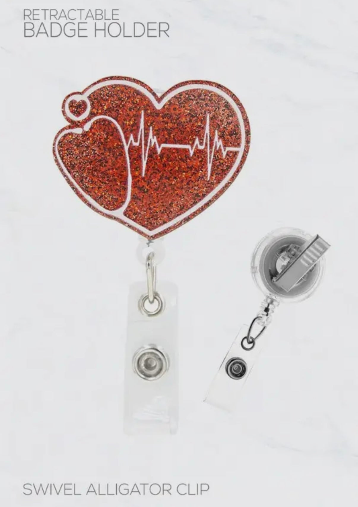 HEART BEAT CARDIAC ACRYLIC BADGE REEL HOLDER FOR NURSES