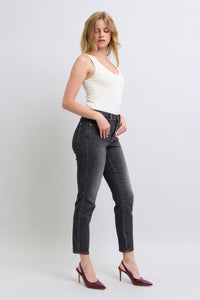 BLACK VINTAGE WASH MID RISE TUMMY CONTROL SLIM FIT JUDY BLUE DENIM