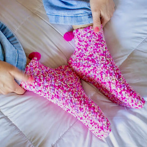 HAPPY BIRTHDAY COZY CUPCAKE SOCKS HANDCRAFTED BY DAISY DUNES