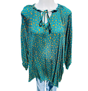 Green Mustard Animal Tie Knot Top-PLUS