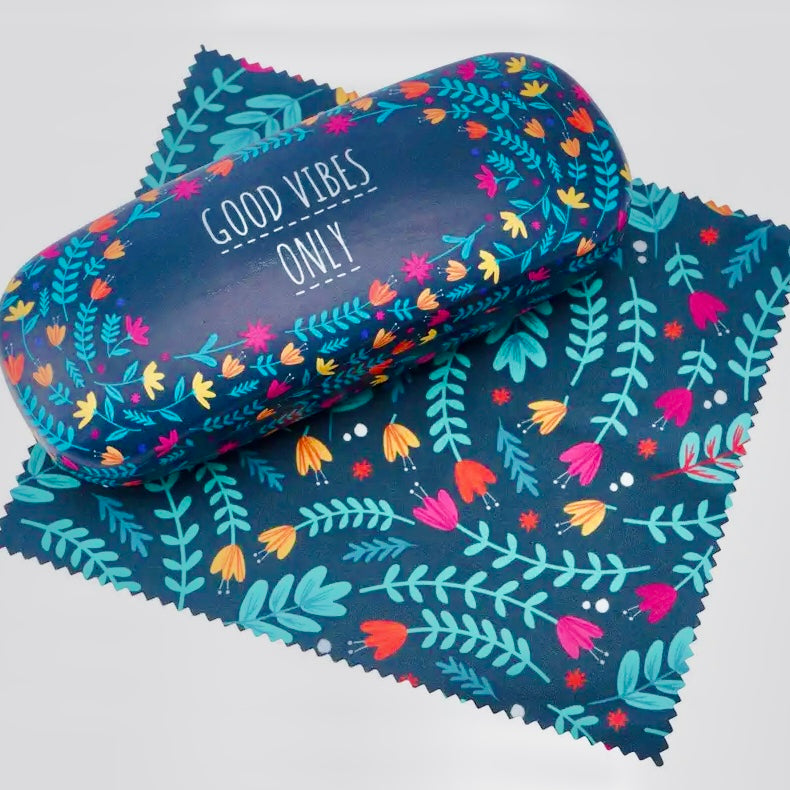 Good Vibes Only Glasses Case & Lens Cloth Cleaner