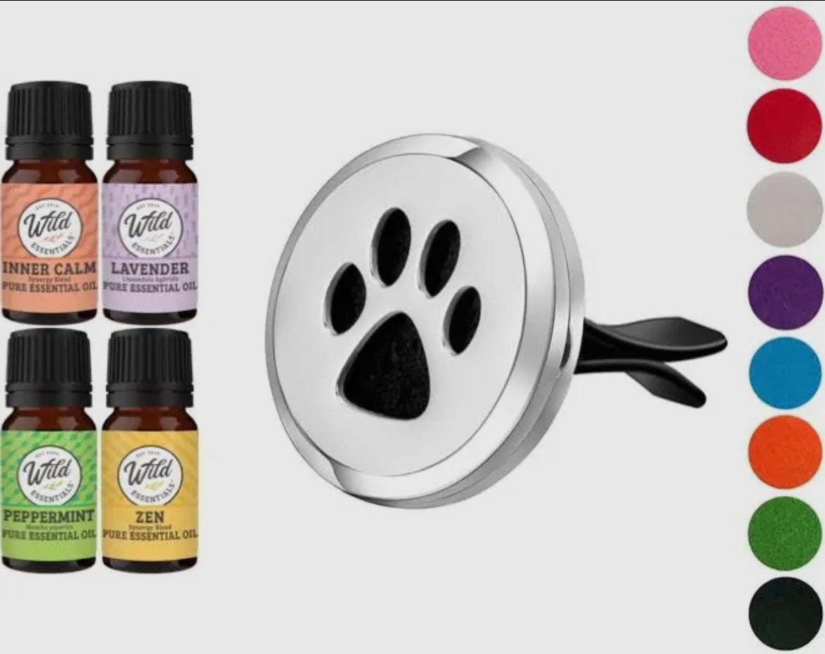 Aromatherapy Vent Clip Diffuser & Felt Pieces & 4 Essential Oils