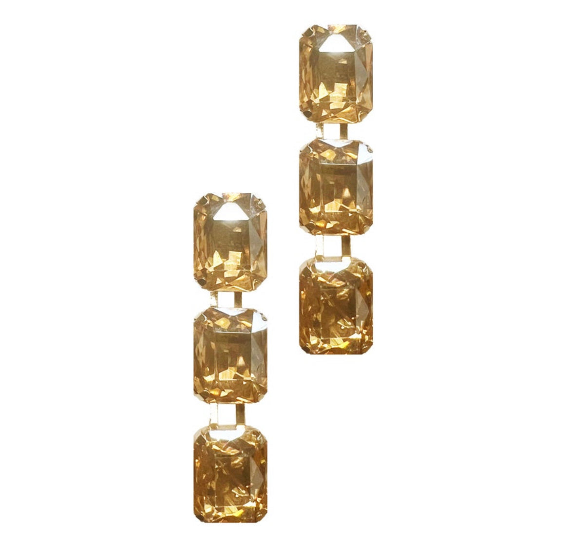 Topaz Crystal Triad Dangle Earrings