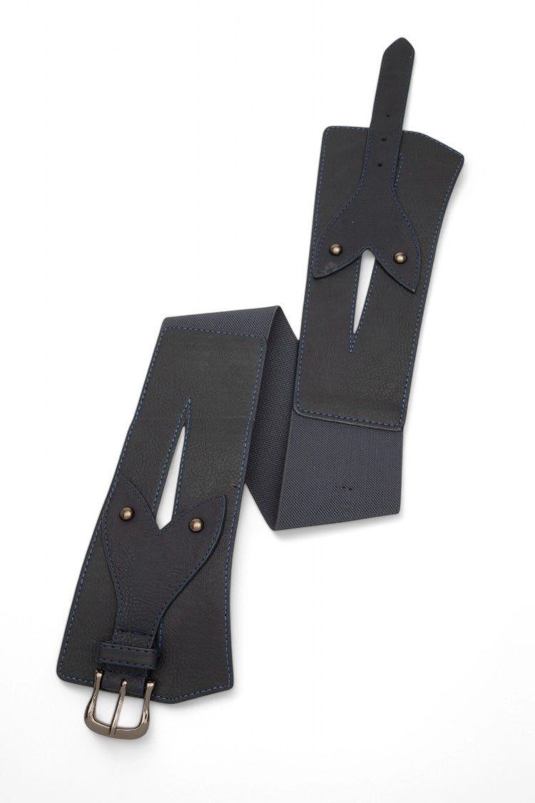 AS IS- BUCKLE FASHION ELASTIC WIDE WAIST BELT- NAVY- AS IS- MUST READ DESCRIPTION!