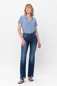 MID RISE DARK WASH NON DISTRESSED HEM BOOTCUT JUDY BLUE DENIM-PLUS