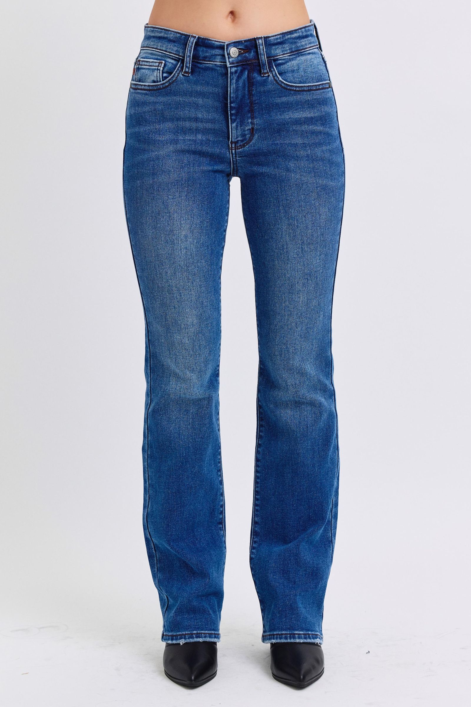 MID RISE THERMAL BOOTCUT DARKWASH JUDY BLUE DENIM
