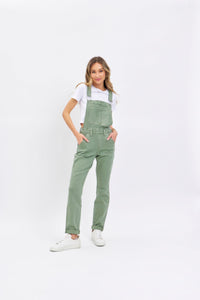 JUDY BLUE SAGE HIGH WAIST GARMENT DYED OVERALLS BOYFRIEND FIT DENIM