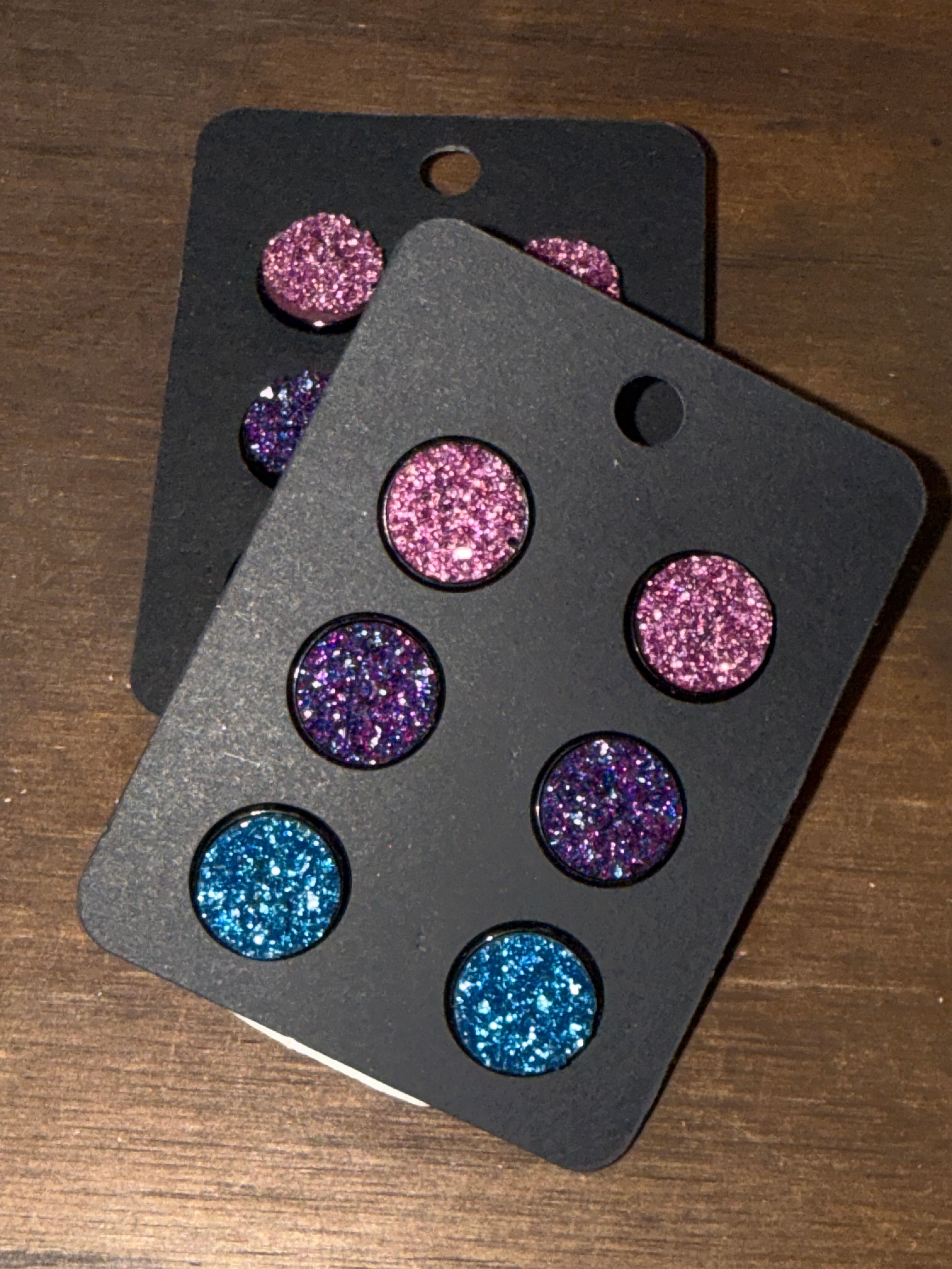 Unicorn Rainbow 3 Pack Black Druzy 12mm Earring Set - SALE - 1 LEFT