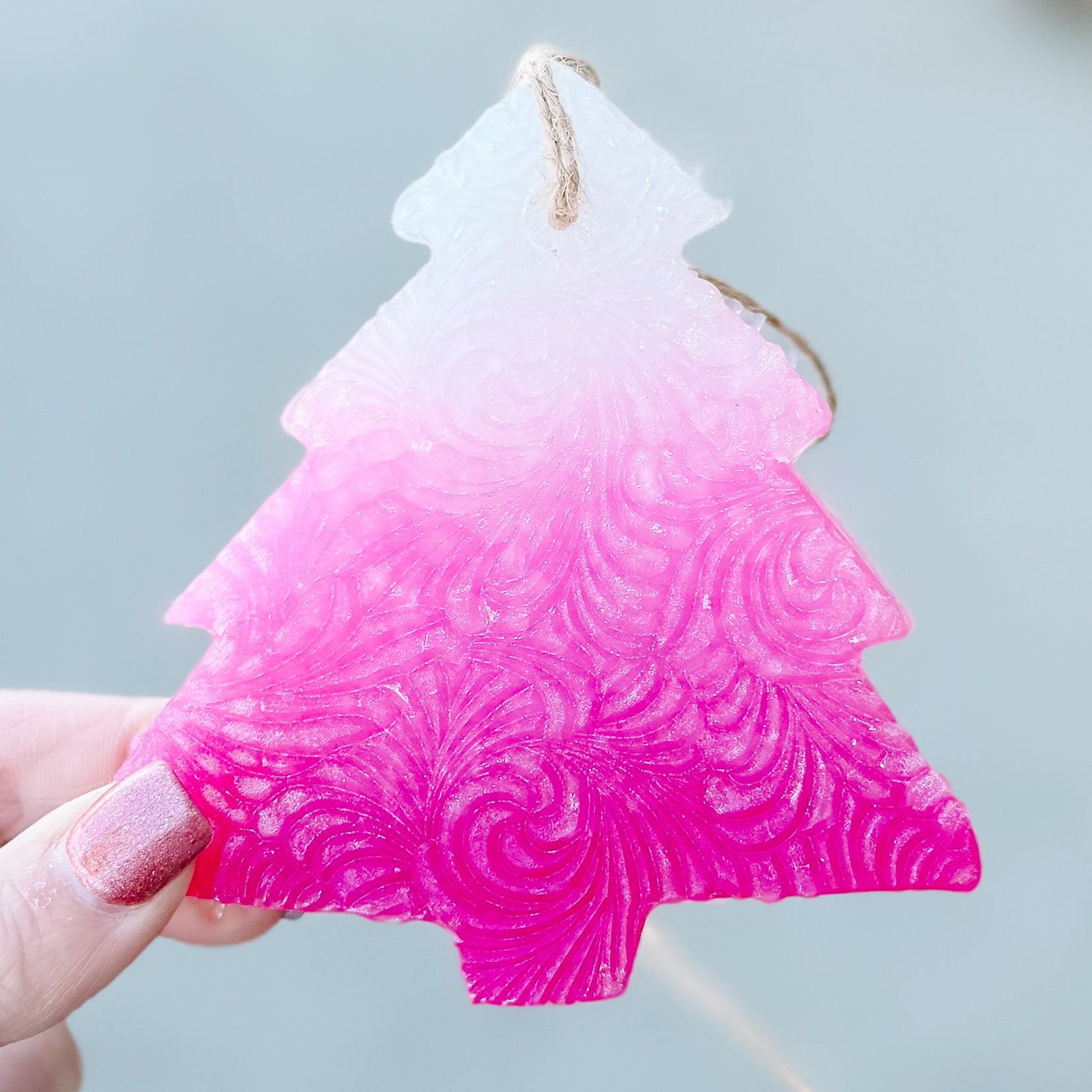 PINK SWIRL CHRISTMAS TREE EMBOSSED DESIGN CLEAN COTTON FRESHIE