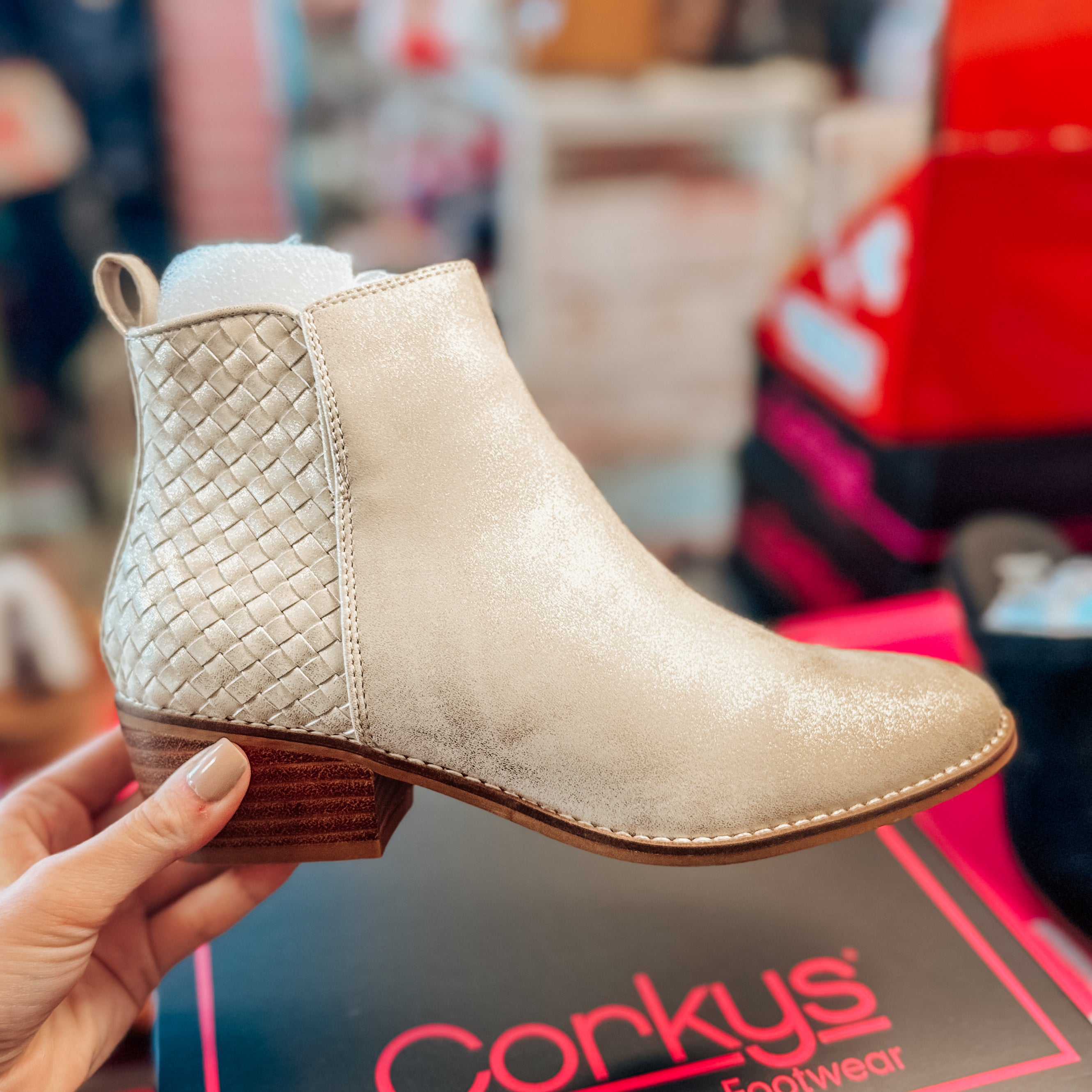 GOLD METALLIC HALF N HALF CORKYS BOOTIE BOOTS