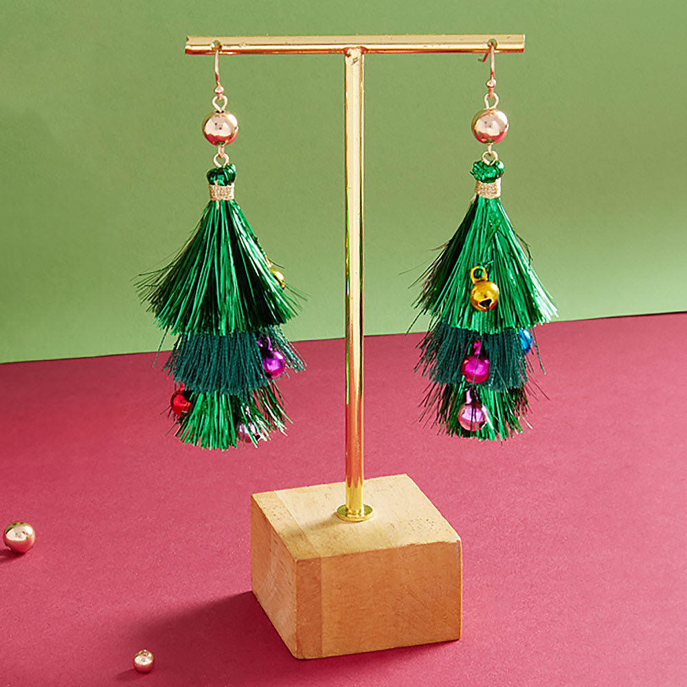 TASSEL CHRISTMAS BALLS BEADED SPARKLY FOIL EARRINGS