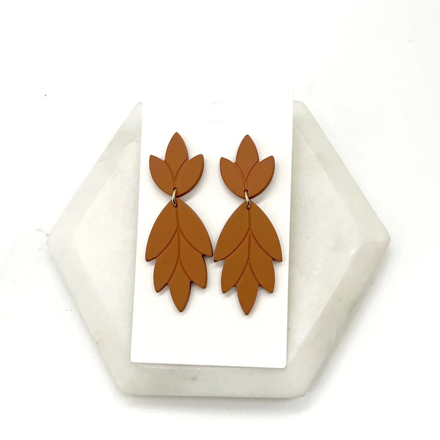 FLORAL RUST ACRYLIC STATEMENT HANDMADE BBB EARRINGS