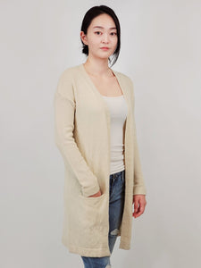 TAUPE COZY ELASTIC LOOSE FIT POCKETED CARDIGAN SWEATER