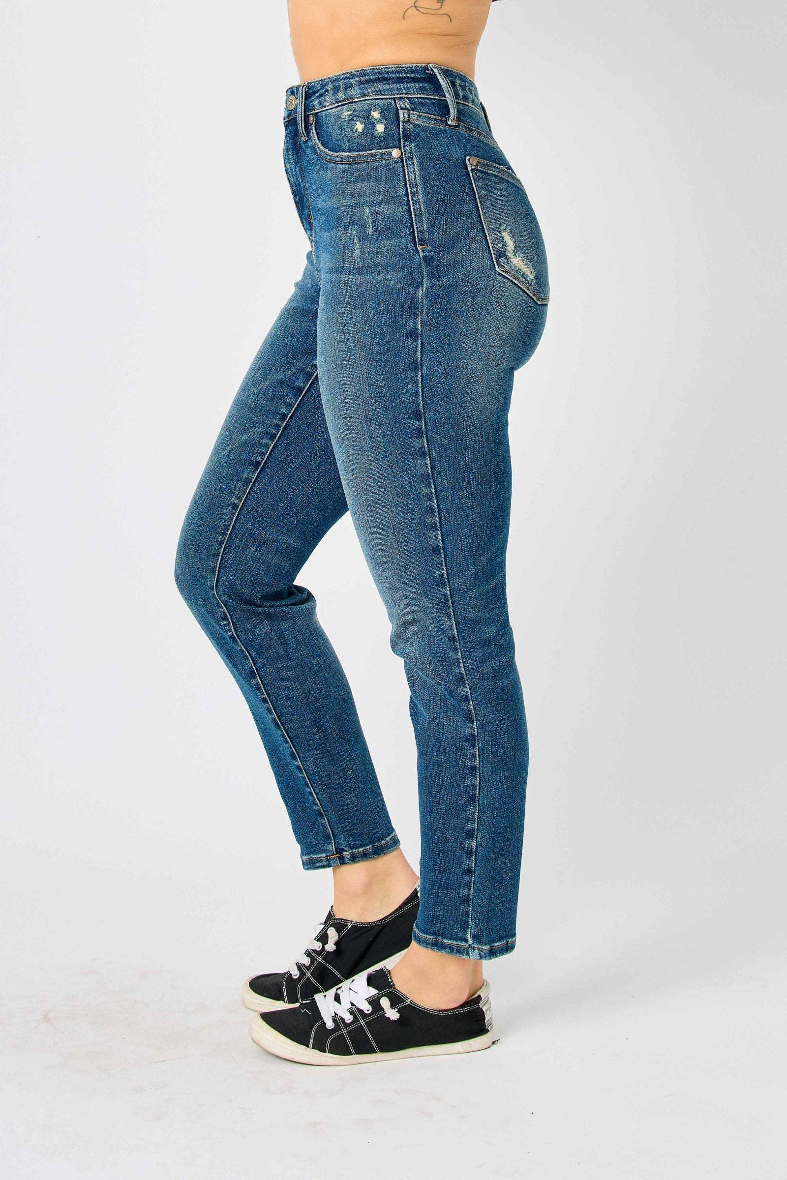 HIGH WAIST TUMMY CONTROL SLIM DARKWASH JUDY BLUE DENIM-PLUS