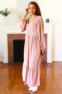 MAUVE RUCHED MAXI DRESS