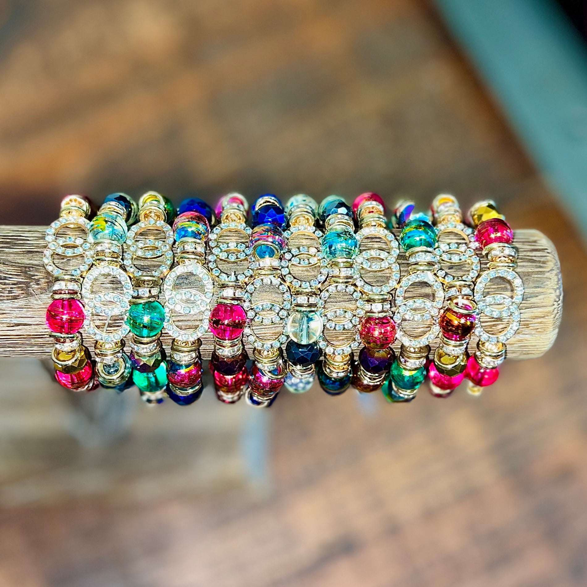 Double O Bling Beaded Bracelet