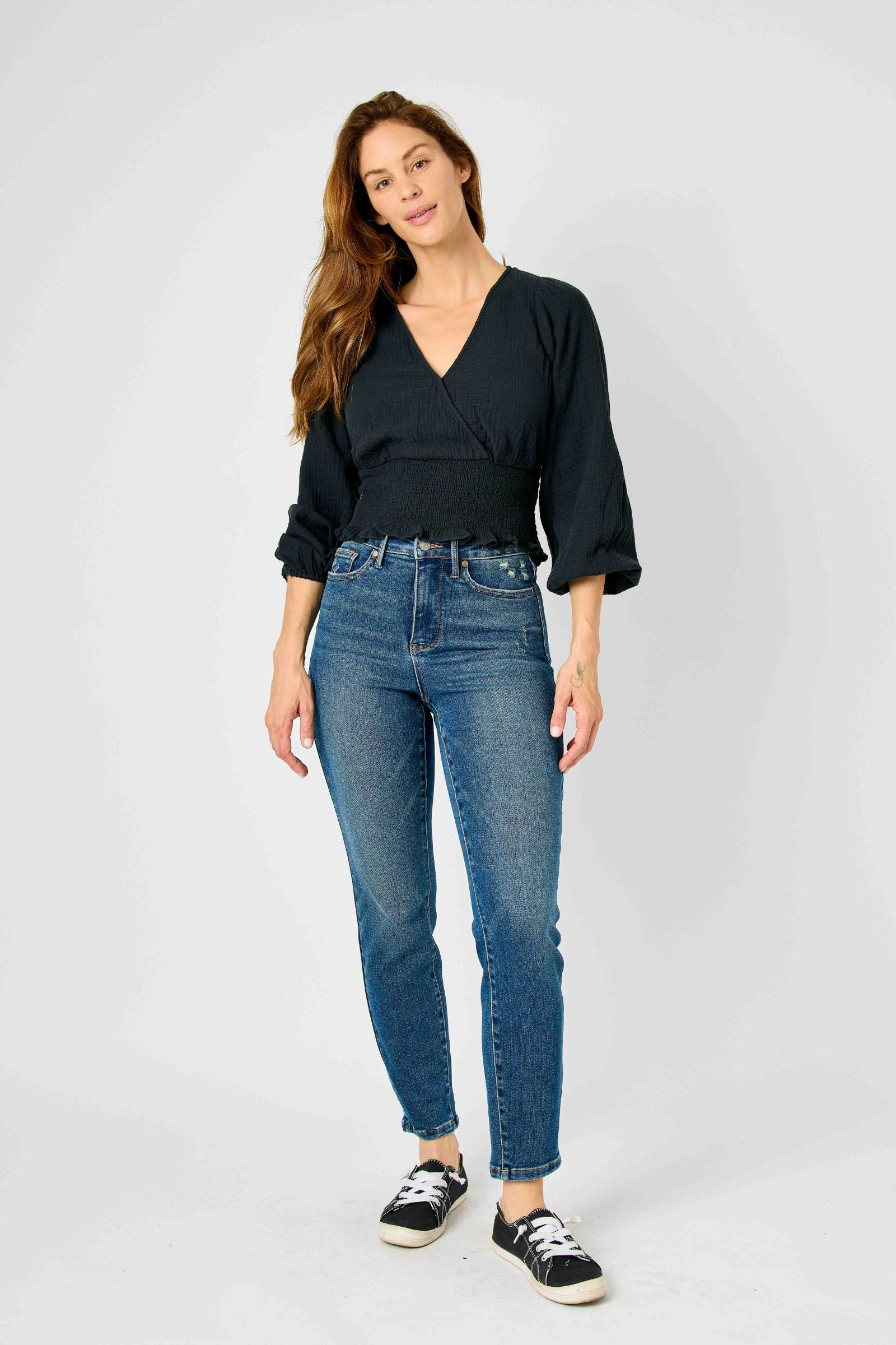 HIGH WAIST TUMMY CONTROL SLIM DARKWASH JUDY BLUE DENIM-PLUS